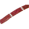 72.51 Carat Natural Oval Cut Ruby 5-Row Multi Link Tennis Bracelet in 18K Gold