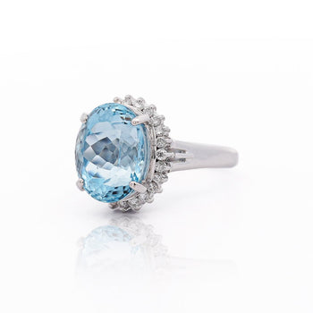 7.15 Carat Oval Aquamarine & Diamond Floral Filigree Platinum Ring – Assay Jewelers