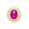 7.23 Carat No Heat Burma Star Ruby & Baguette Diamond Ballerina Ring in 18K Gold