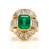 7.35 Carat Emerald & Baguette Diamond Ballerina 18K Gold Cocktail Ring