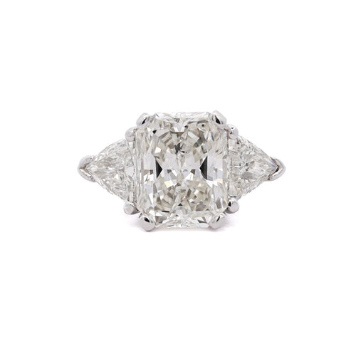 7.68ct TW Radiant & Trillion Cut Three Stone Engagement Ring