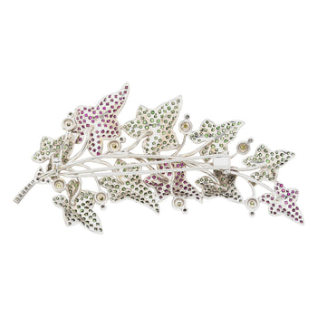 7.8 CTTW Green Tsavorite, Pink Sapphire and Diamond Leafy Vine Brooch – Assay Jewelers