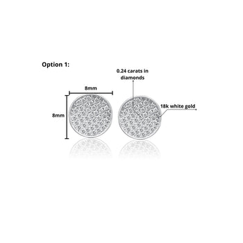 Boucles d'oreilles clou à disque rond en grappe de diamants 8MM-10MM en or blanc 18k – Assay Jewelers
