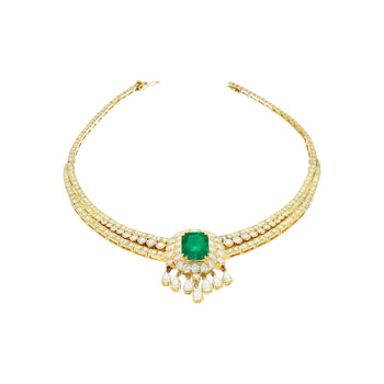 8.12 Carat Colombian Emerald & Diamond Chandelier Regal Choker Necklace – Assay Jewelers