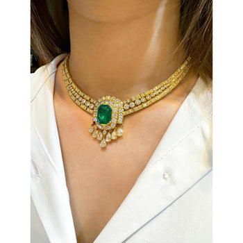 8.12 Carat Colombian Emerald & Diamond Chandelier Regal Choker Necklace – Assay Jewelers