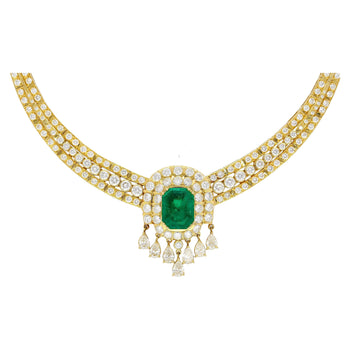 8.12 Carat Colombian Emerald & Diamond Chandelier Regal Choker Necklace – Assay Jewelers