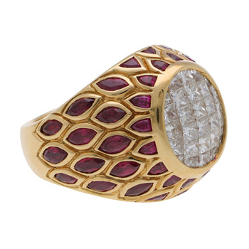 8.25 Carat Oval Burma Ruby Marquise Princess Diamond in 18K Gold Statement Ring – Assay Jewelers