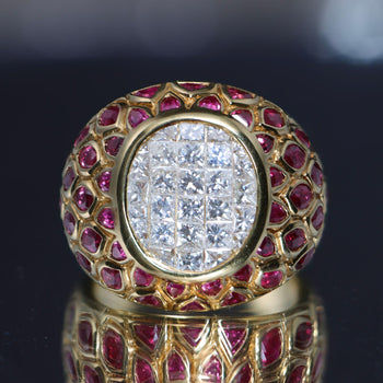 8.25 Carat Oval Burma Ruby Marquise Princess Diamond in 18K Gold Statement Ring – Assay Jewelers