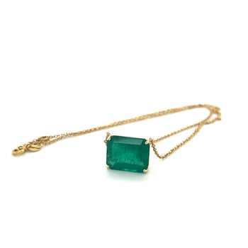 8.67 Carat Vivid Green Colombian Emerald Solitaire 18K Gold Pendant Necklace – Assay Jewelers