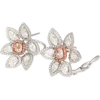 Boucles d’oreilles puces florales en diamant naturel rose de 8,7 carats et diamants – Assay Jewelers