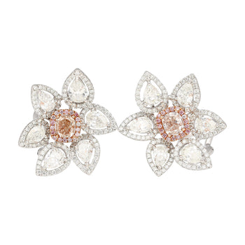 Boucles d'oreilles puces florales en diamant rose naturel de 8,7 carats et diamants – Assay Jewelers