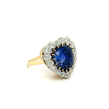 9 Carat No Heat Ceylon Blue Sapphire and Old Euro Cut Diamond Ring in 14K – Assay Jewelers