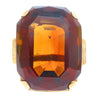 98.96 Carat Emerald Cut Citrine in 14K Yellow Gold Retro Ring
