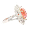 9.10 Carat Ceylon No Heat Padparadscha Pinkish Orange Sapphire and Diamond Ring