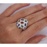 9.31 CTTW Mixed Color Sapphire, Amethyst, Garnet, Diamond Cluster Ring