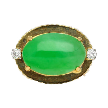 9.40 Carat Type A Fei Cui Jadeite Jade and Diamond Ring in Textured 18K Gold – Assay Jewelers