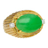 9.40 Carat Type A Fei Cui Jadeite Jade and Diamond Ring in Textured 18K Gold