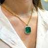 AGL Certified 13.49 Carat Minor Oil Colombian Emerald & Diamond Halo Platinum Necklace