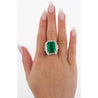 AGL Certified 15.78 Carat No Oil Emerald and Half Moon Cut Diamond Ring