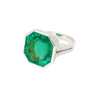 AGL Certified 17 Carat Octagonal Cut Minor Oil Colombian Emerald Ring