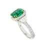 AGL Certify 3.52ct Cushion Colombian Emerald Half Moon Diamond Ring