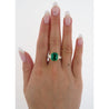 AGL Certified 5.31 Carat No Oil Emerald & Trillion Diamond 3 Stone Ring