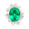 AGL Certified 6.79 Carat Minor Oil Colombian Emerald and Diamond 18K Gold Ring