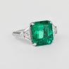 AGL Certified 8.01 Carat No Oil Colombian Emerald Vintage Platinum Ring