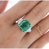 AGL Certified 8.01 Carat No Oil Colombian Emerald Vintage Platinum Ring