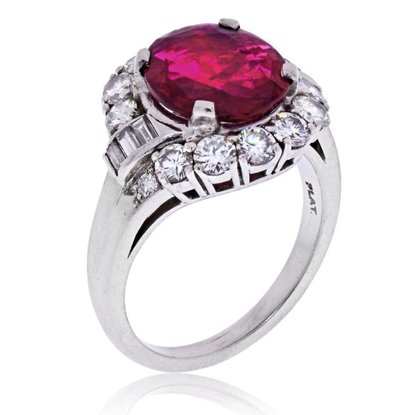 Antique 2.52 Carat No Heat Ruby & Diamond Ring Platinum | J.E. Caldwell & Co. Signed