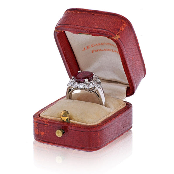 Antique 2.52 Carat No Heat Ruby & Diamond Ring Platinum | J.E. Caldwell & Co. Signed