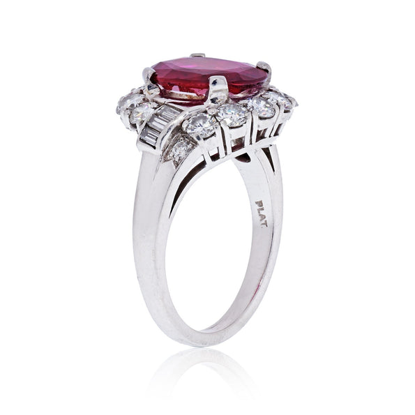 Antique 2.52 Carat No Heat Ruby & Diamond Ring Platinum | J.E. Caldwell & Co. Signed