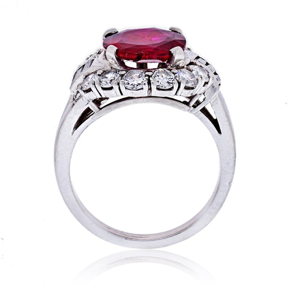 Antique 2.52 Carat No Heat Ruby & Diamond Ring Platinum | J.E. Caldwell & Co. Signed