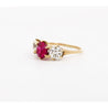 Antique Red Spinel and Old Mine Diamond 14K Yellow Gold Three-Stone Ring