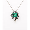 Antique Victorian Colombian Emerald, Pearl, & Old Mine Diamond Pendant Circa 1880