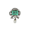 Antique Victorian Colombian Emerald, Pearl, & Old Mine Diamond Pendant Circa 1880