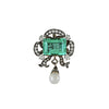 Antique Victorian Colombian Emerald, Pearl, & Old Mine Diamond Pendant Circa 1880