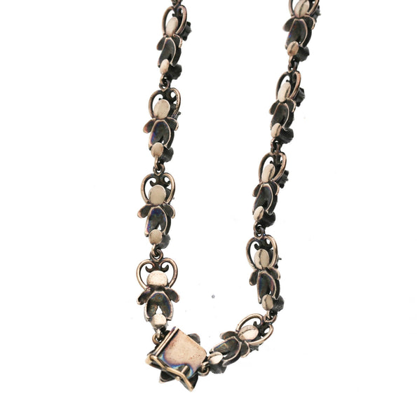 Antique Victorian Emerald Rose Cut Diamond Silver/Gold Parure Suite Necklace