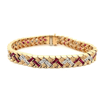 Art Deco 14K Gold Ruby and Diamond Bracelet Link Bracelet – Assay Jewelers