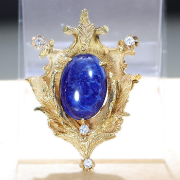 Spilla Pendant Art Déco in lapislazzuli e diamanti in oro giallo 18K – Assay Jewelers