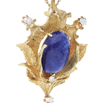 Spilla Pendant Art Déco in lapislazzuli e diamanti in oro giallo 18K – Assay Jewelers