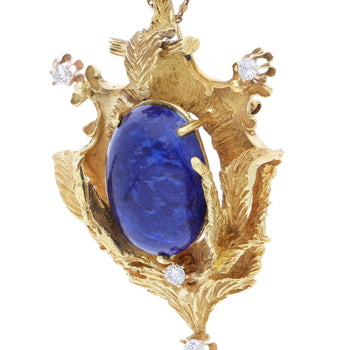 Spilla Pendant Art Déco in lapislazzuli e diamanti in oro giallo 18K – Assay Jewelers