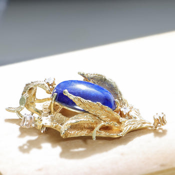Spilla Pendant Art Déco in lapislazzuli e diamanti in oro giallo 18K – Assay Jewelers