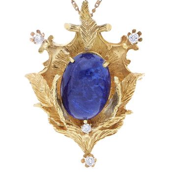 Spilla Pendant Art Déco in lapislazzuli e diamanti in oro giallo 18K – Assay Jewelers