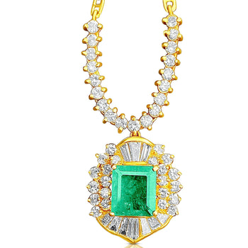 Art Deco Style Natural 1.33 Carat Emerald pendant in 18k solid gold – Assay Jewelers