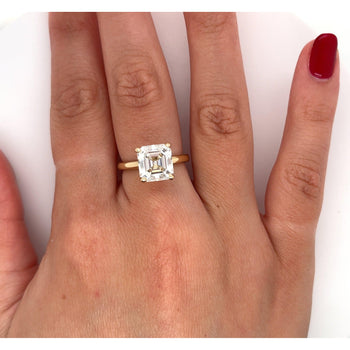 Anello solitario Ring con diamante lab-grown taglio Asscher da 4,01 carati, oro 14k As Grown – Assay Jewelers