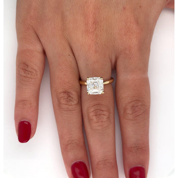 Anello solitario Ring con diamante lab-grown taglio Asscher da 4,01 carati, oro 14k As Grown – Assay Jewelers
