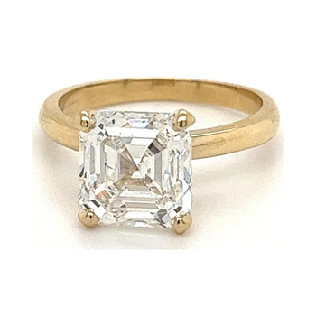 Ring solitario in oro 14k con diamante lab grown taglio Asscher da 4,01 carati As Grown – Assay Jewelers