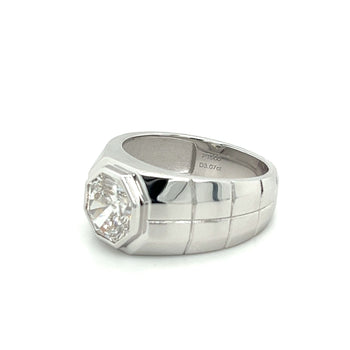 Bezel Set Solitaire 3 Carat Octagon CVD Lab Grown Diamond Mens Ring In Platinum – Assay Jewelers