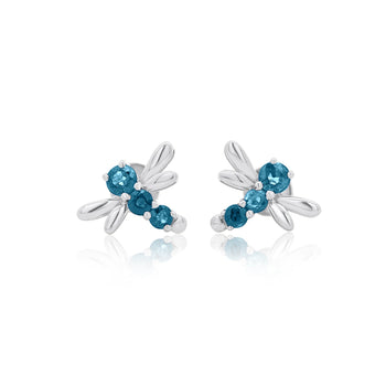 Blue Diamond Dragonfly Stud Earrings in 14K White Gold – Assay Jewelers